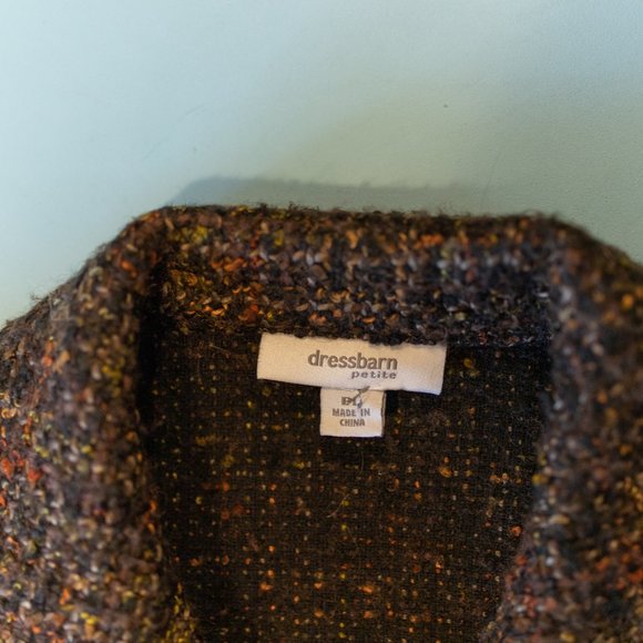 VINTAGE 90's DressBarn Wool Blend Tweed Knit Brown Textured Zip Front Jacket - Picture 2 of 4